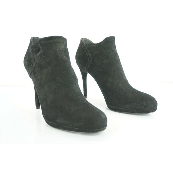 Stuart Weitzman Bluster Black Suede Ankle Booties High Heels - Picture 2 of 10